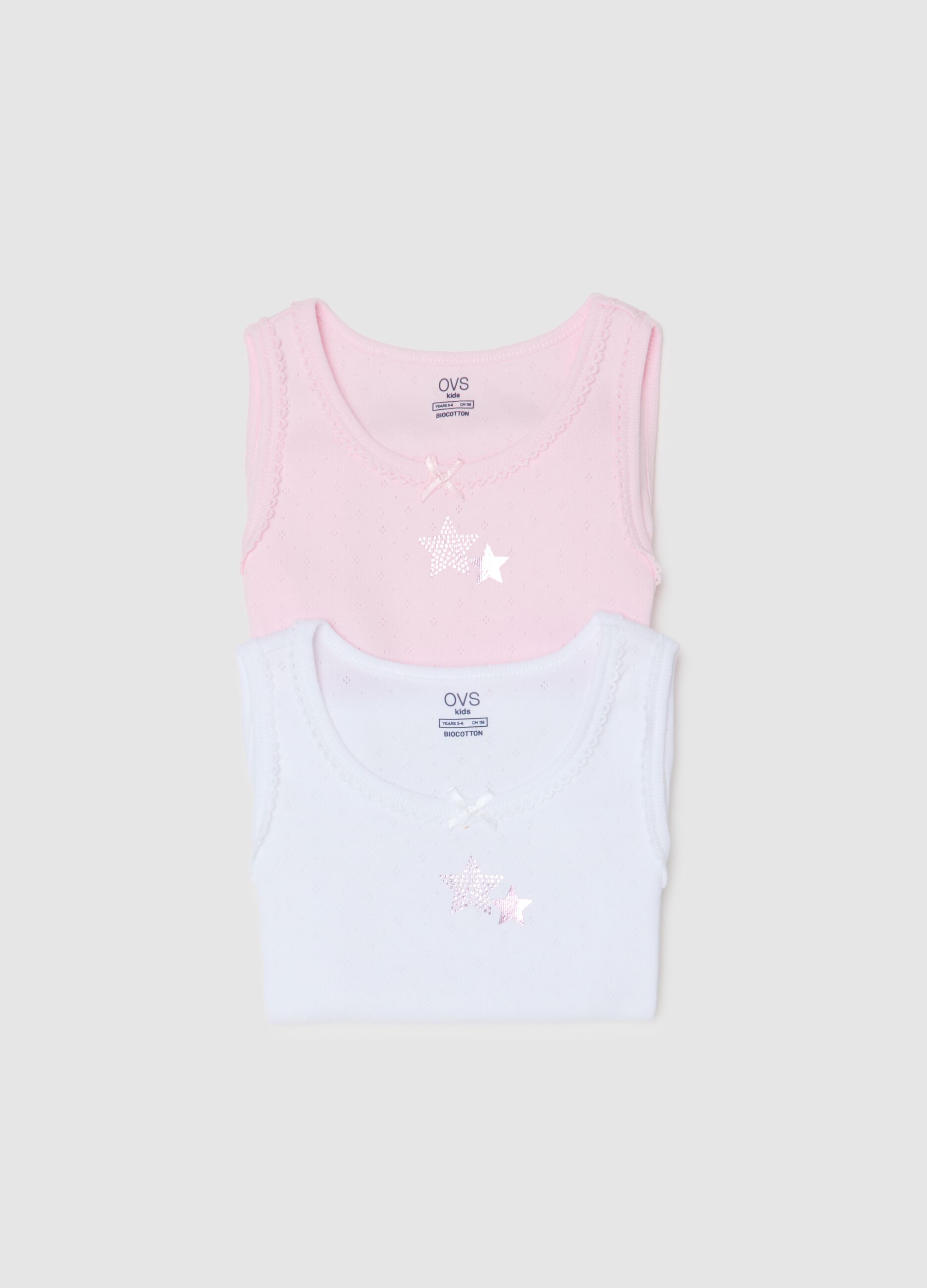 Girls' twin pack vests in pure multicoloured cotton regular fit