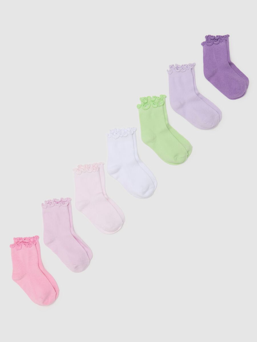 Seven-pair pack short socks with wavy trim_0