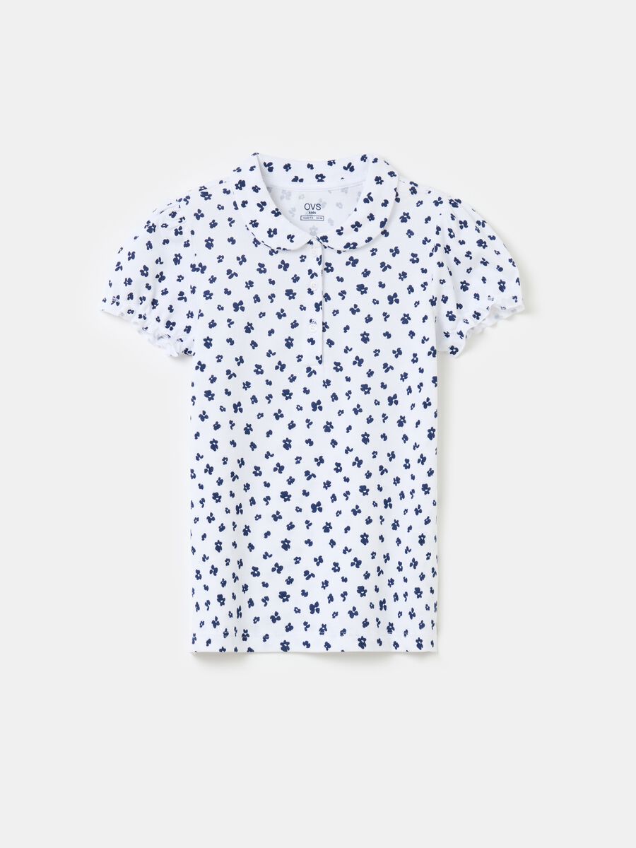 Polo shirt with all-over small flowers print_0