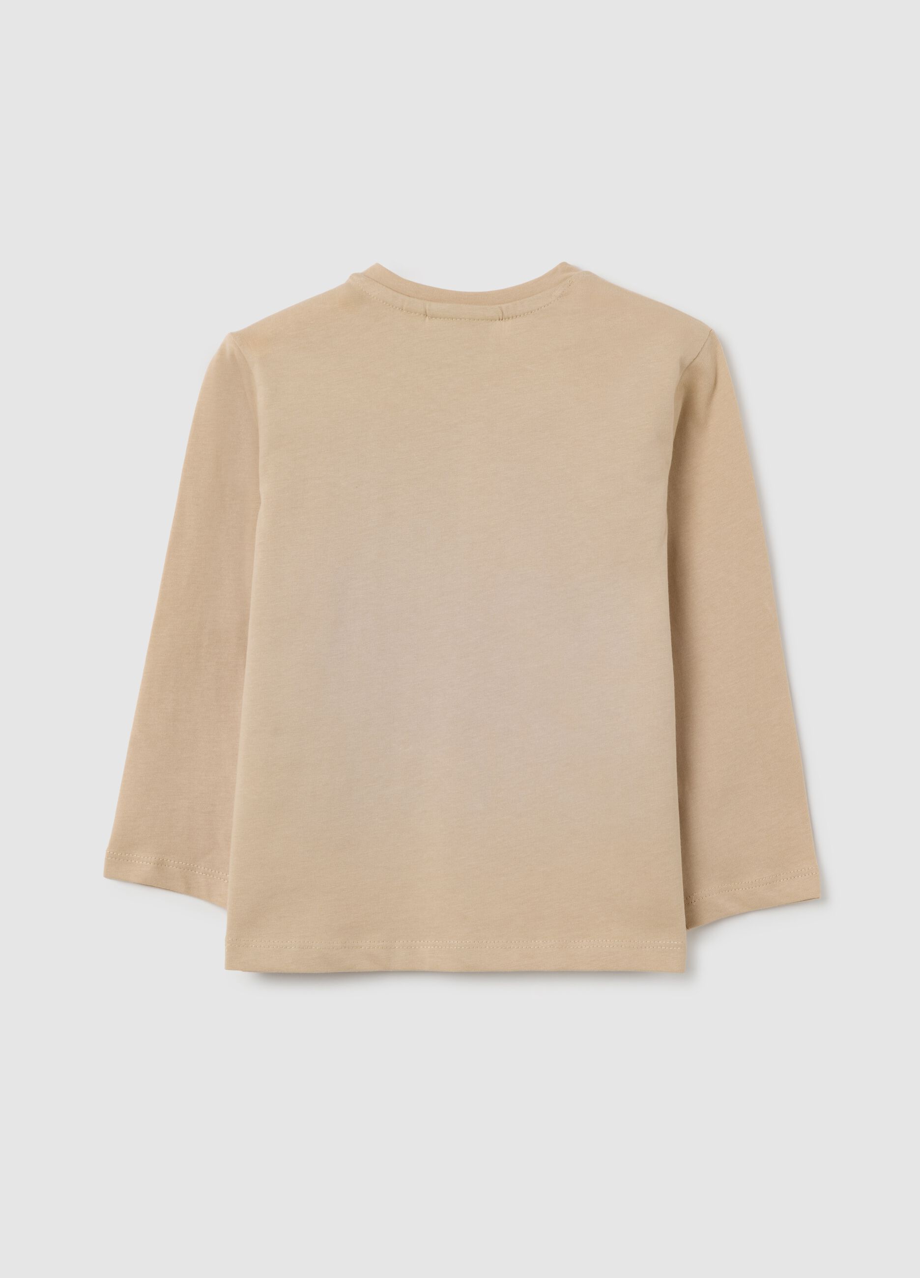 Maglia manica lunga da bambino in puro cotone beige