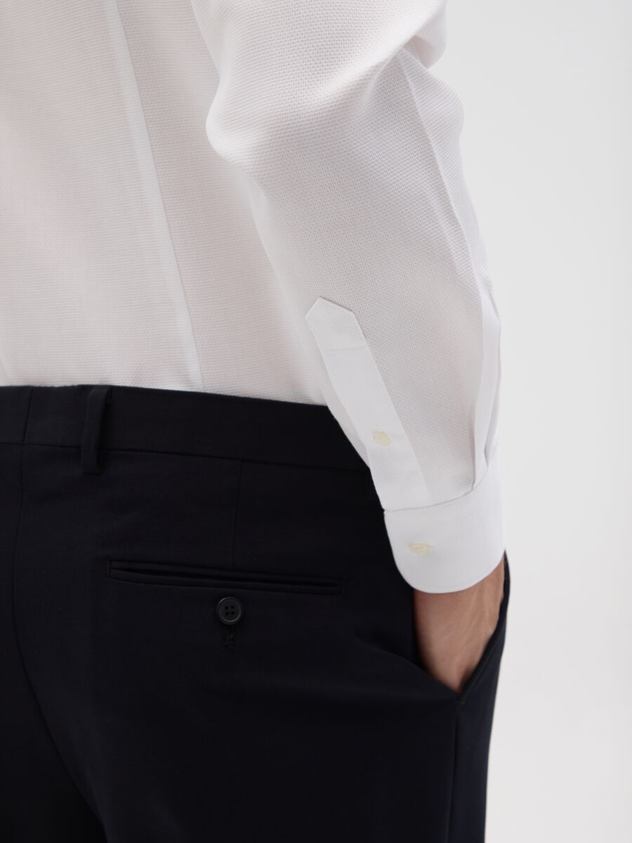 Men's pure cotton white slim fit shirt_2