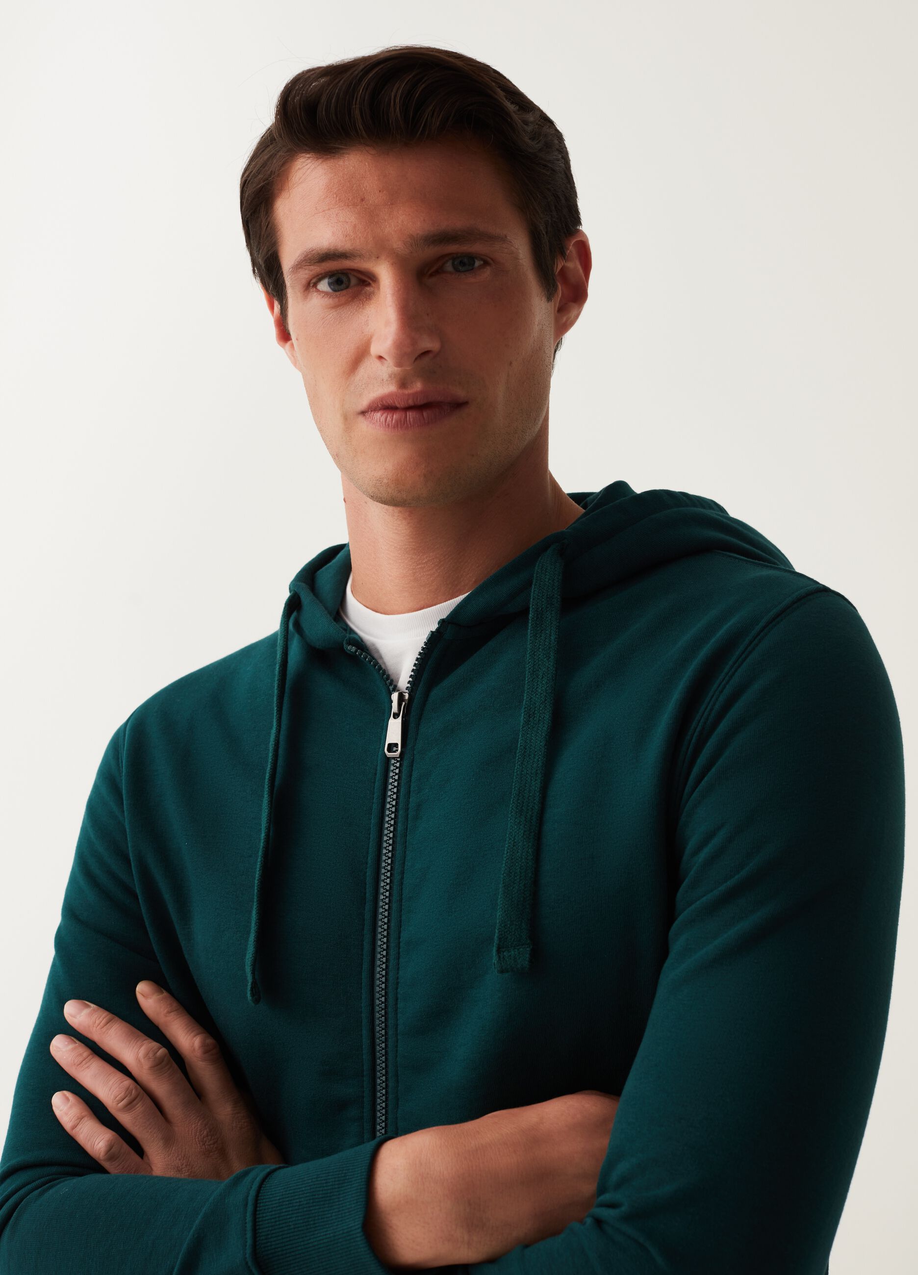 Full-zip in French Terry con cappuccio_1