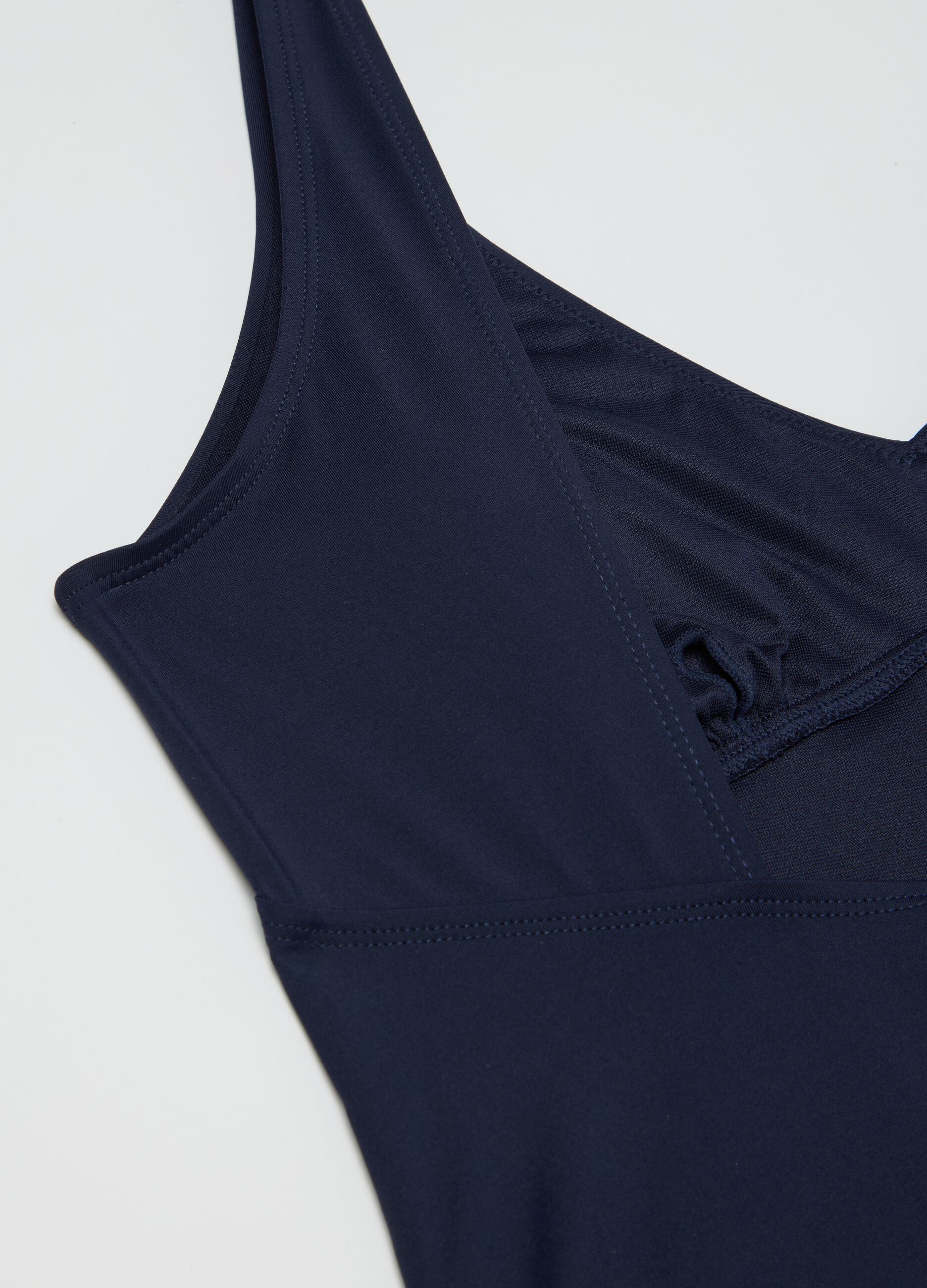 Costume intero da donna in tessuto elasticizzato blu 