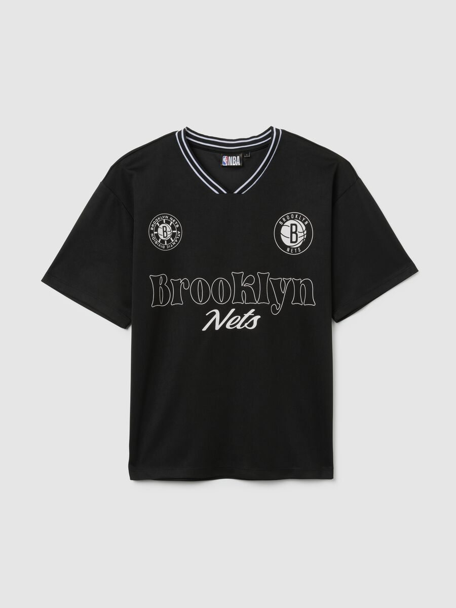 Short Sleeve Regular Fit Black T-shirt Brooklyn Nets_4
