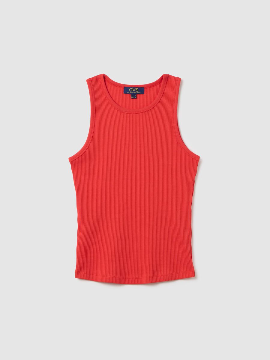 Red Stretch Cotton Tank Top by Ovs_4