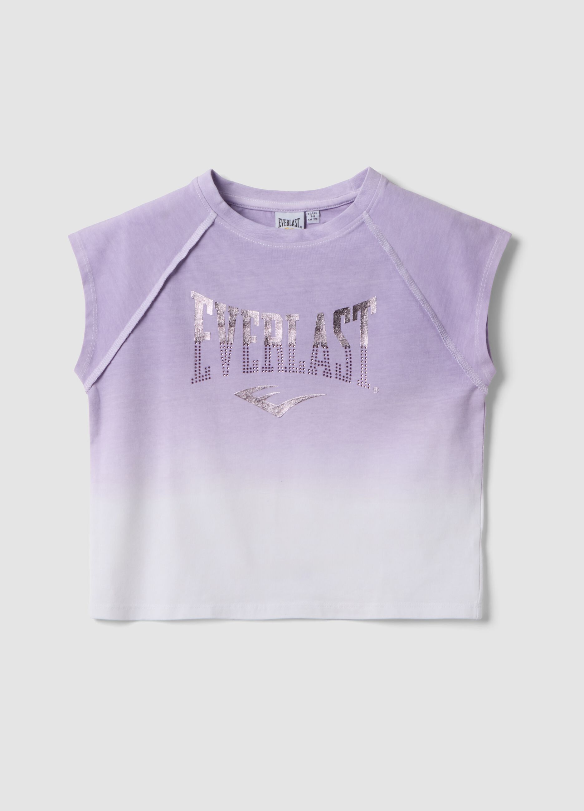T-shirt viola a maniche corte in cotone elasticizzato per bambina regular fit