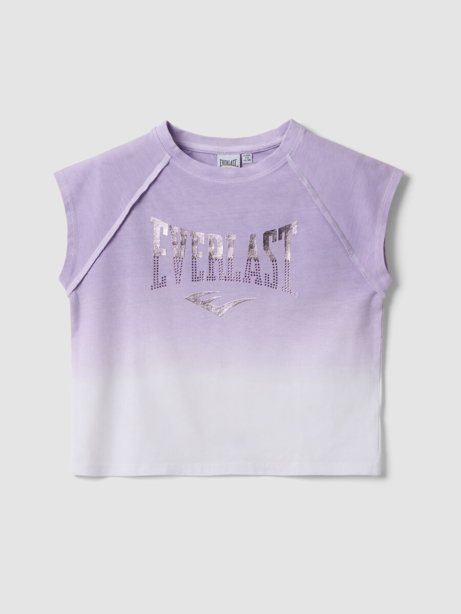 T-shirt viola a maniche corte in cotone elasticizzato per bambina regular fit_0