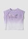 T-shirt viola a maniche corte in cotone elasticizzato per bambina regular fit_0