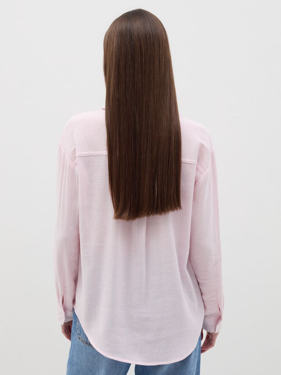 Striped pink shirt in cotton and linen_2