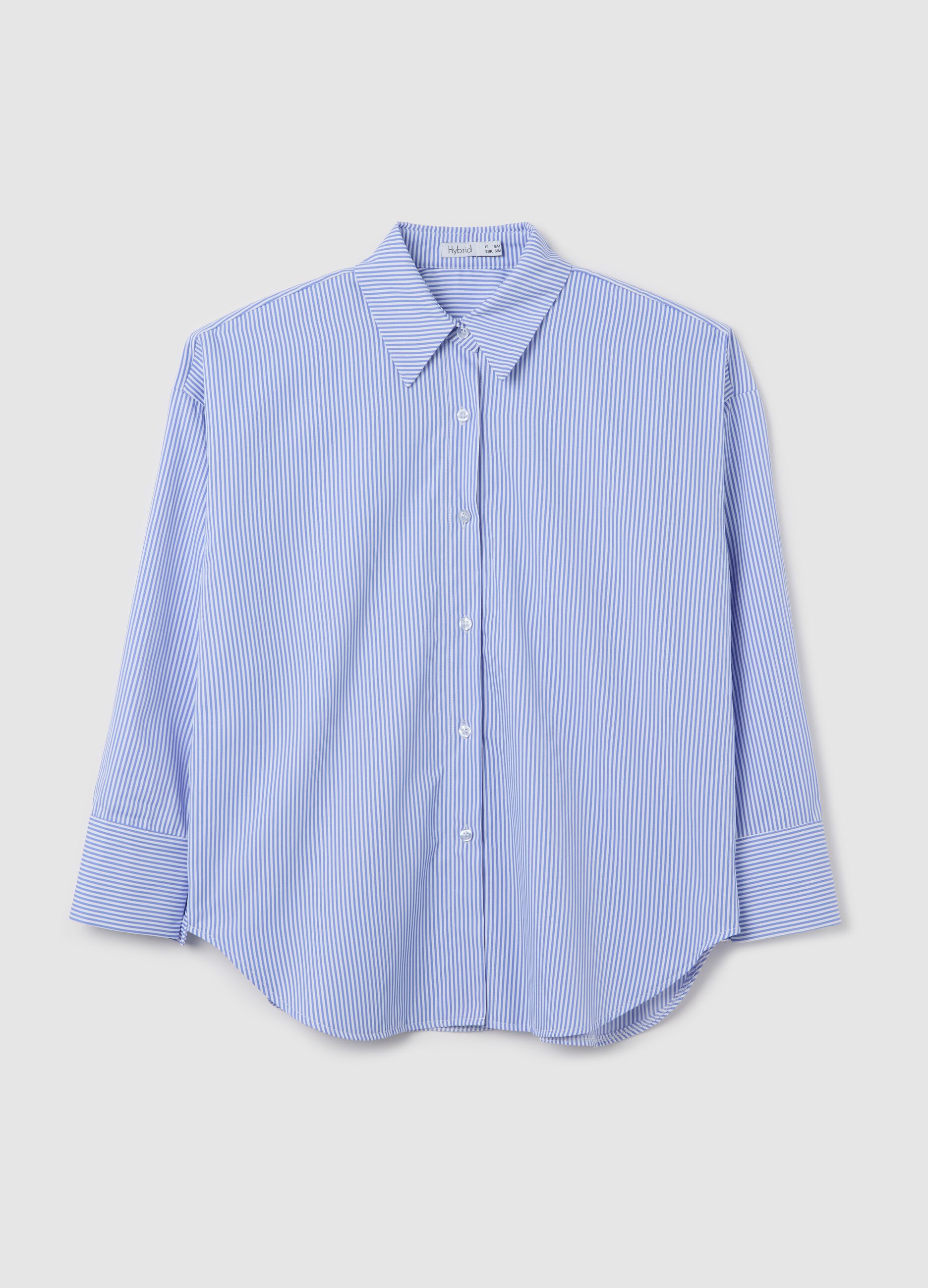 Camicia oversize a righe bianche e blu