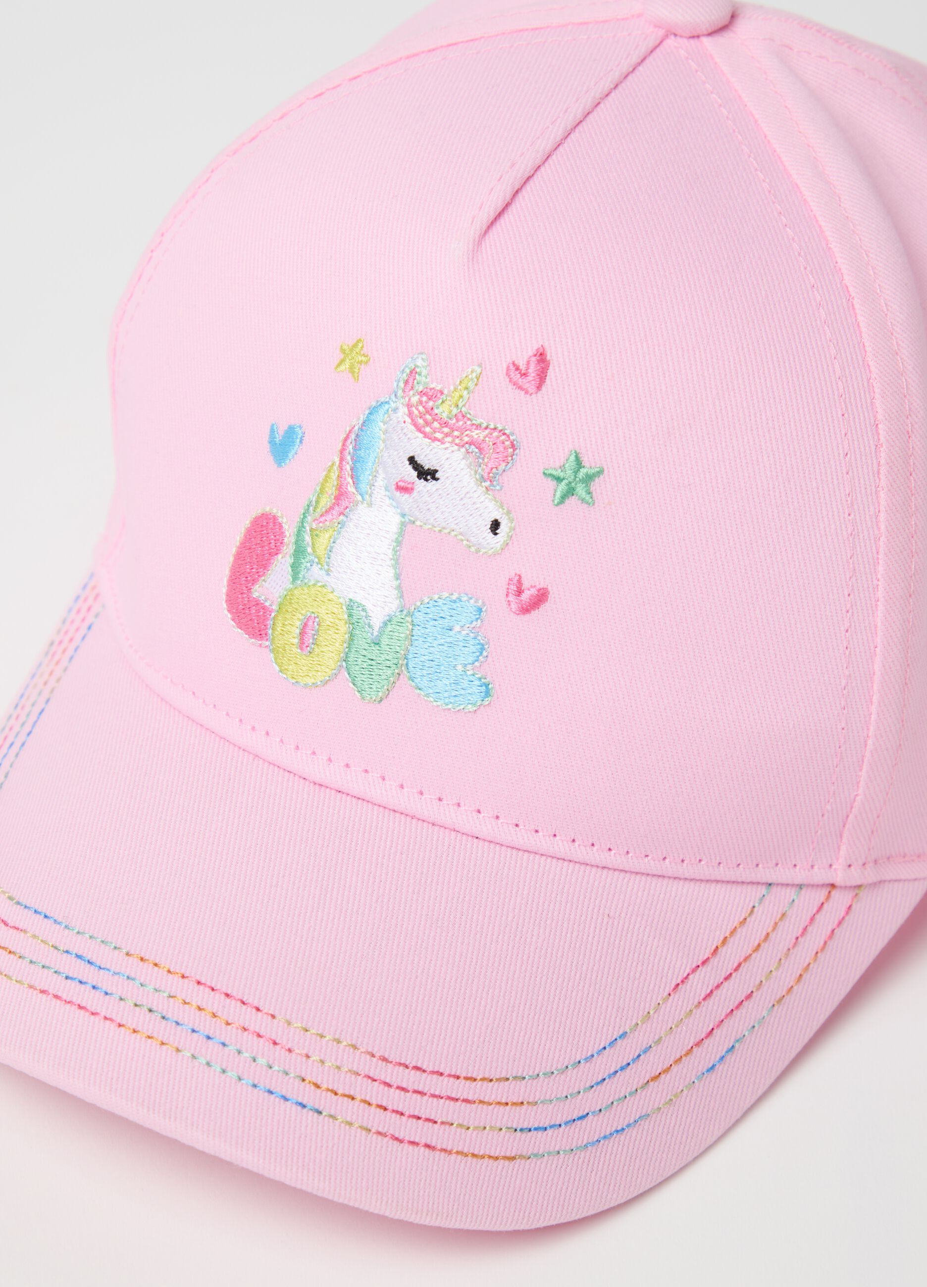 Berretto da baseball rosa con patch unicorno