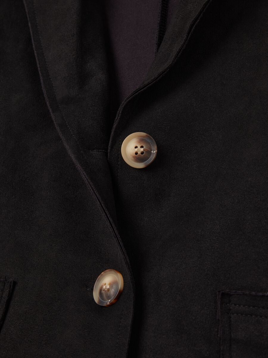Single-breasted blazer with suede effect_5