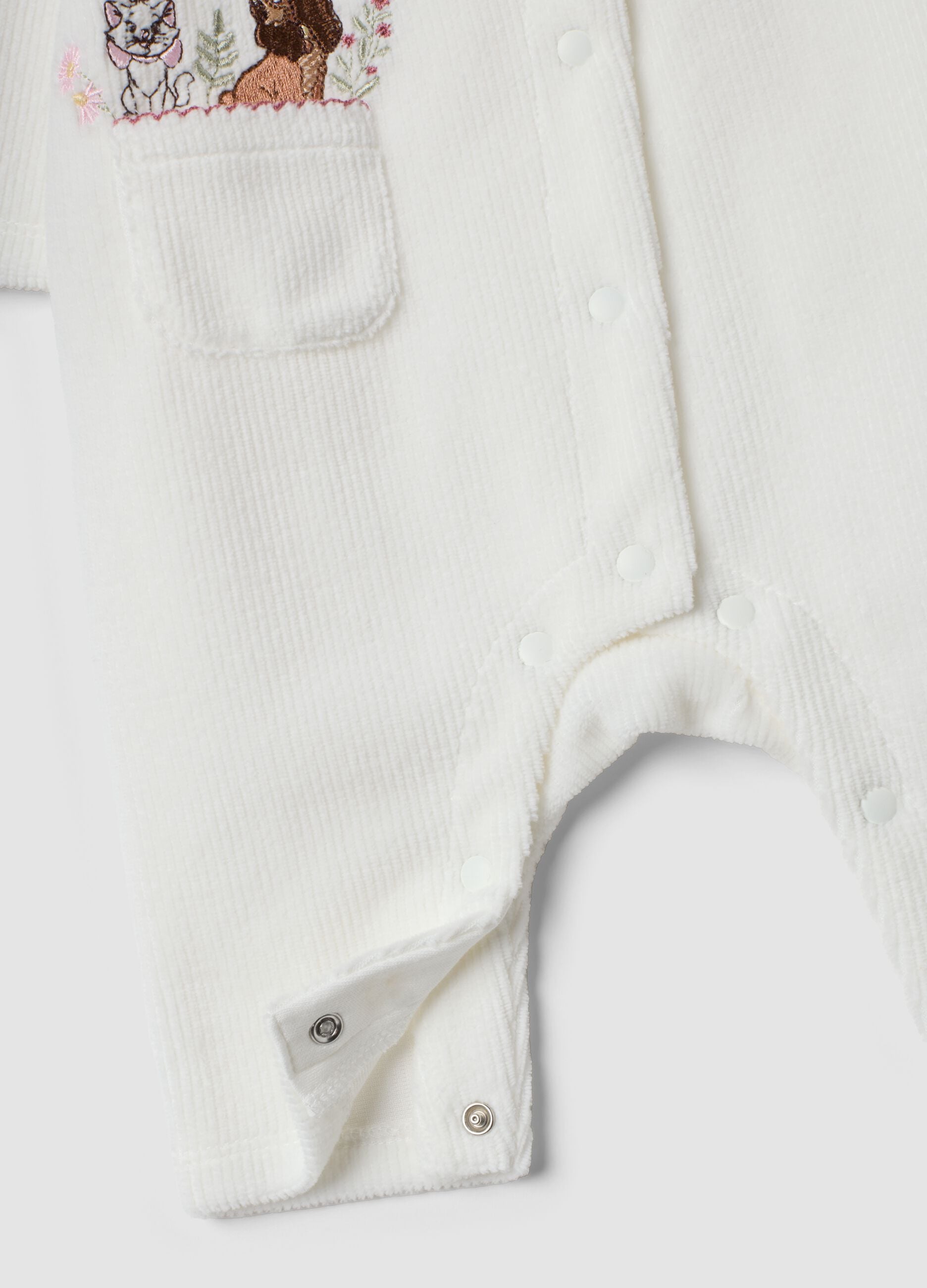 White organic cotton-blend babygrow with Disney embroidery