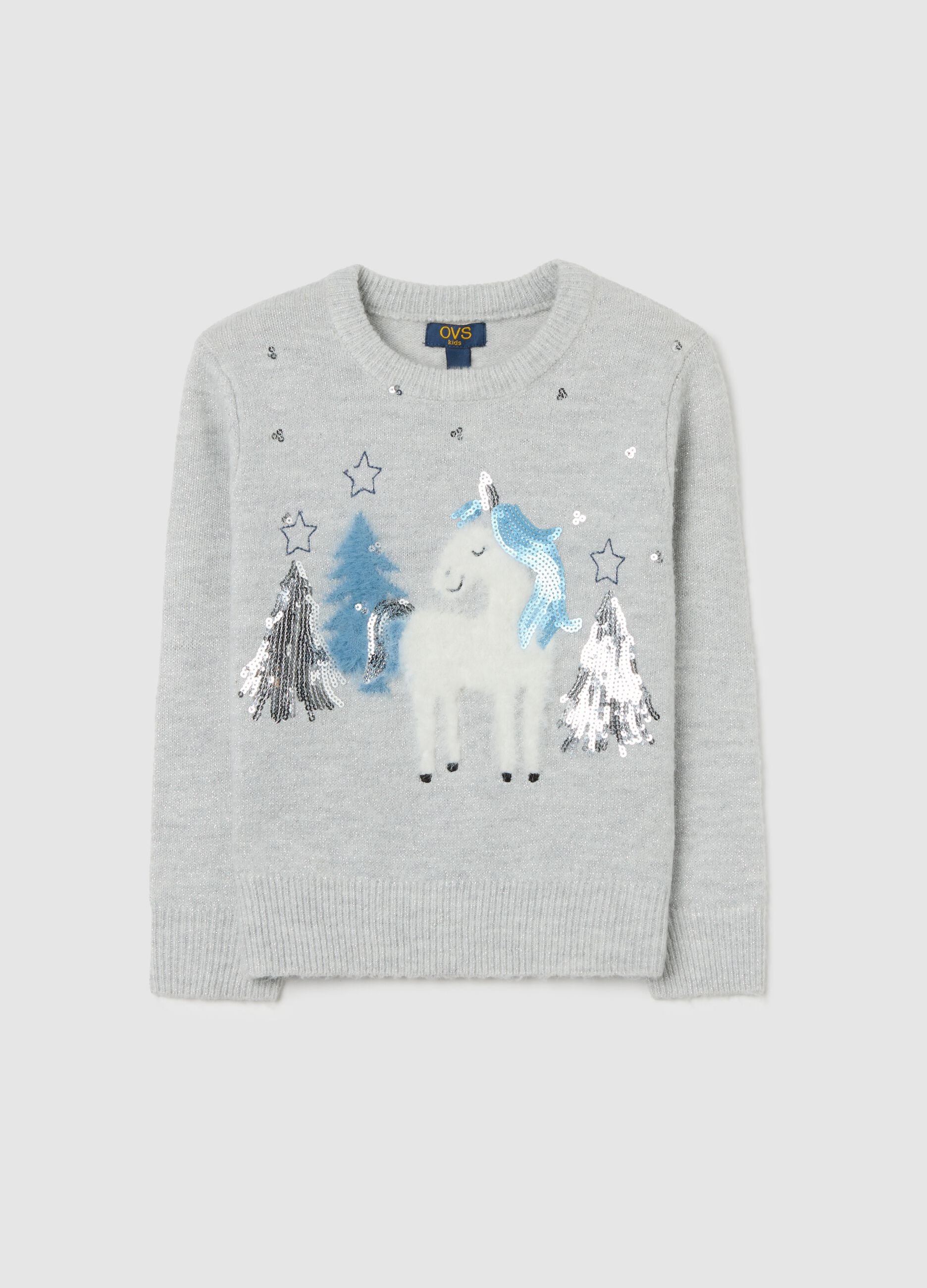 Grey Jumper with Christmas Decorations