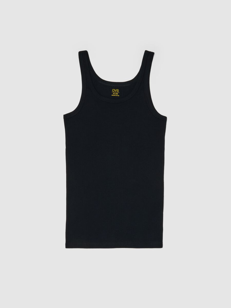 Black pure cotton tank top, regular fit_0