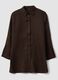Brown pure linen oversized shirt_0