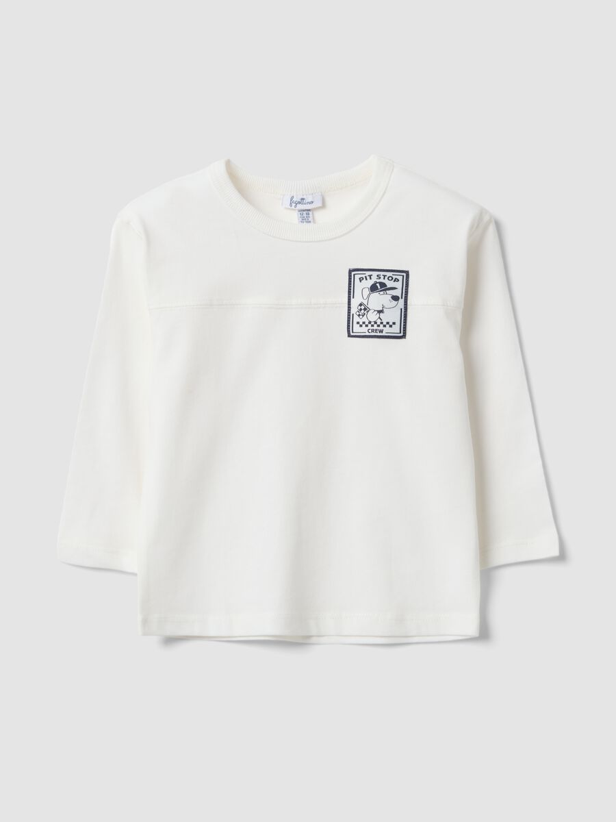 T-shirt bianca in puro cotone organico con stampa per bimbo_0
