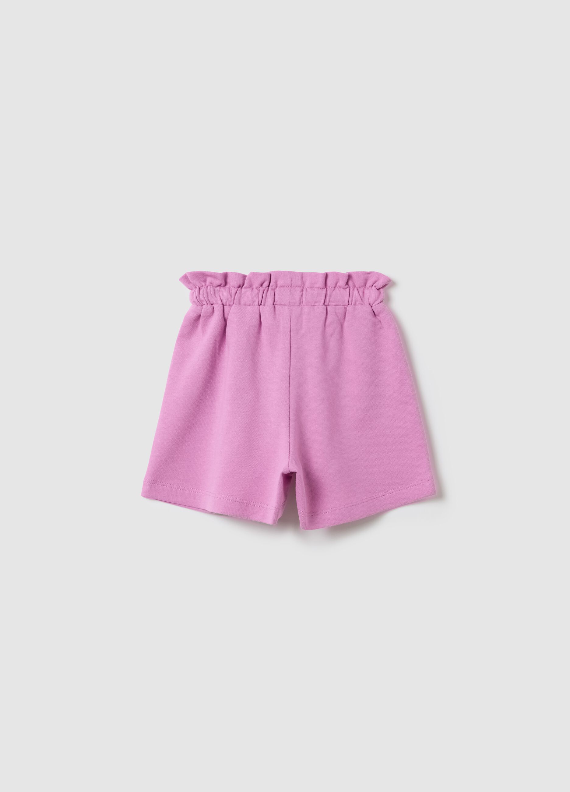Short da bambina in puro cotone rosa regular fit con cintura elastica