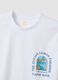 White pure cotton T-shirt with chest print, regular fit_5
