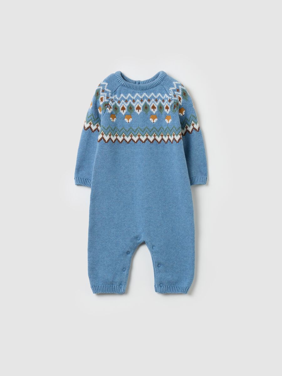 Knit onesie with jacquard design and embroidery_0