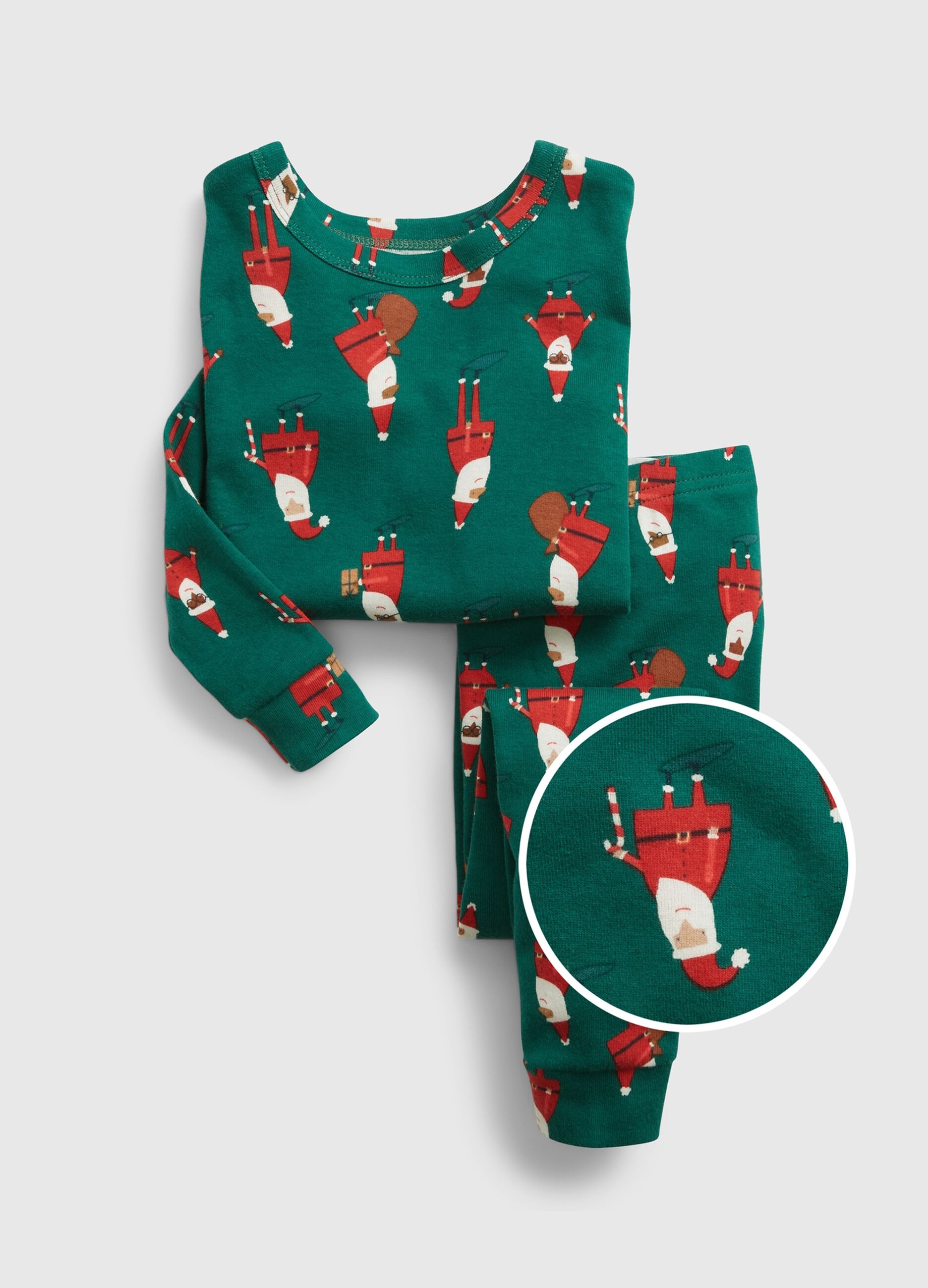 Long cotton pyjamas with Santa print