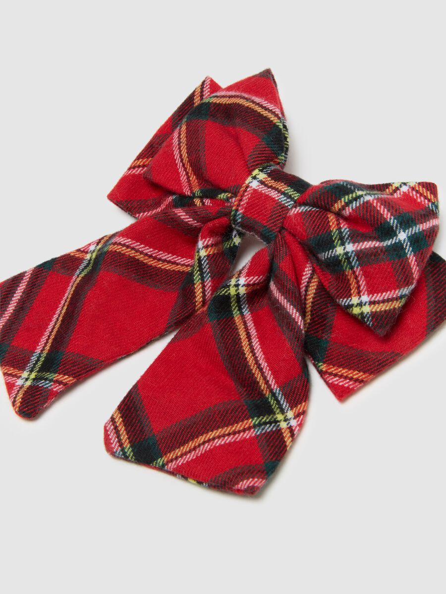 Girls' Multicolour Check Cotton Hair Bow_1