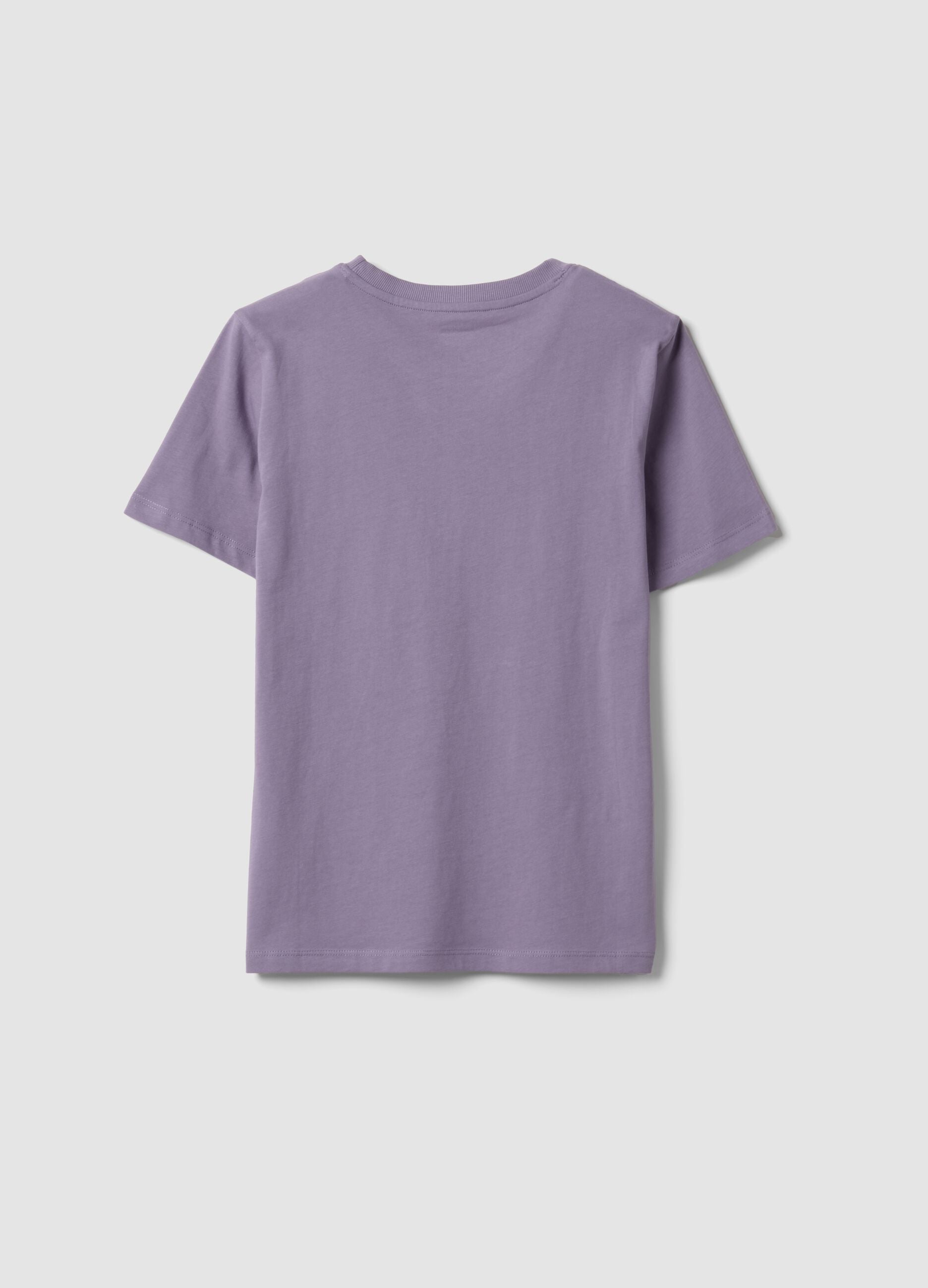 Purple organic cotton crew-neck T-shirt, regular fit