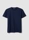 Blue mercerised pure cotton crew-neck T-shirt, regular fit_0