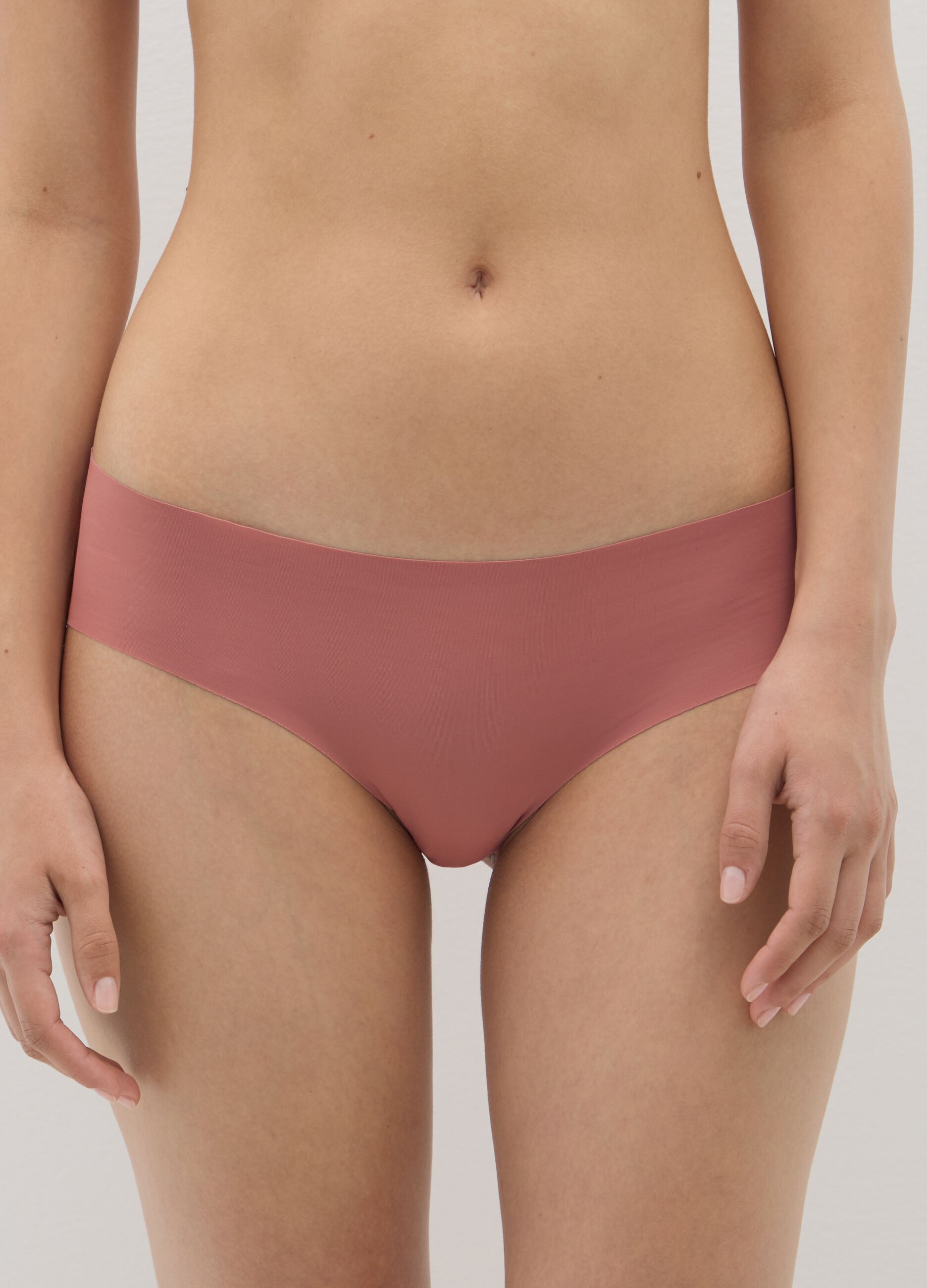 High-waist briefs in pink stretch fabric