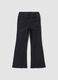 Black flared stretch cotton jeggings with rhinestones for girls_1