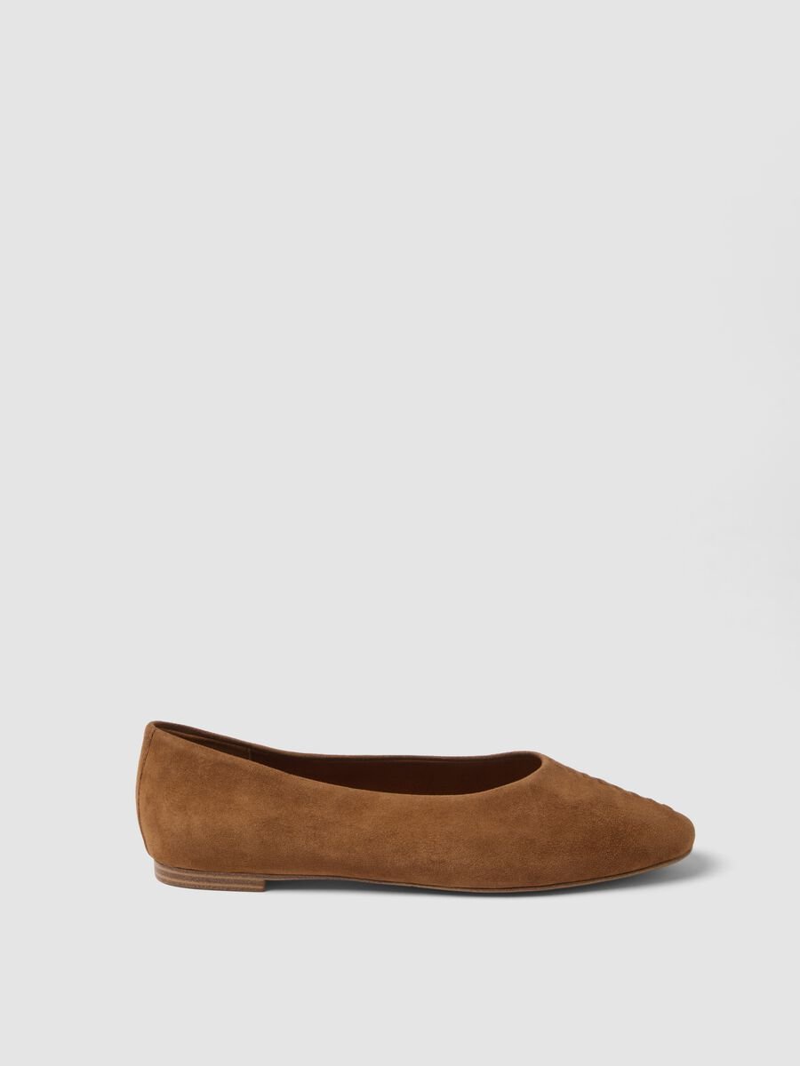 Brown genuine leather ballet flats without lining_0