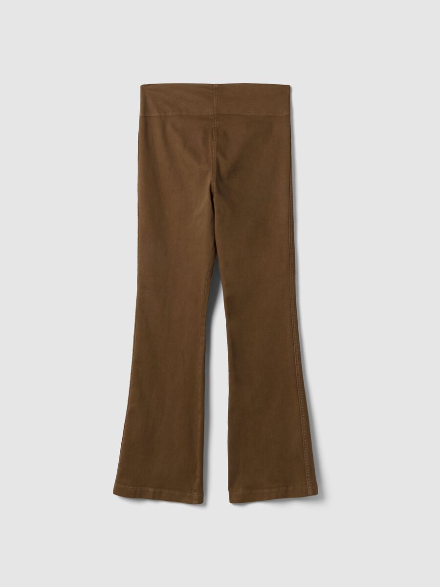 Pantaloni premaman flare in cotone elasticizzato marrone_0