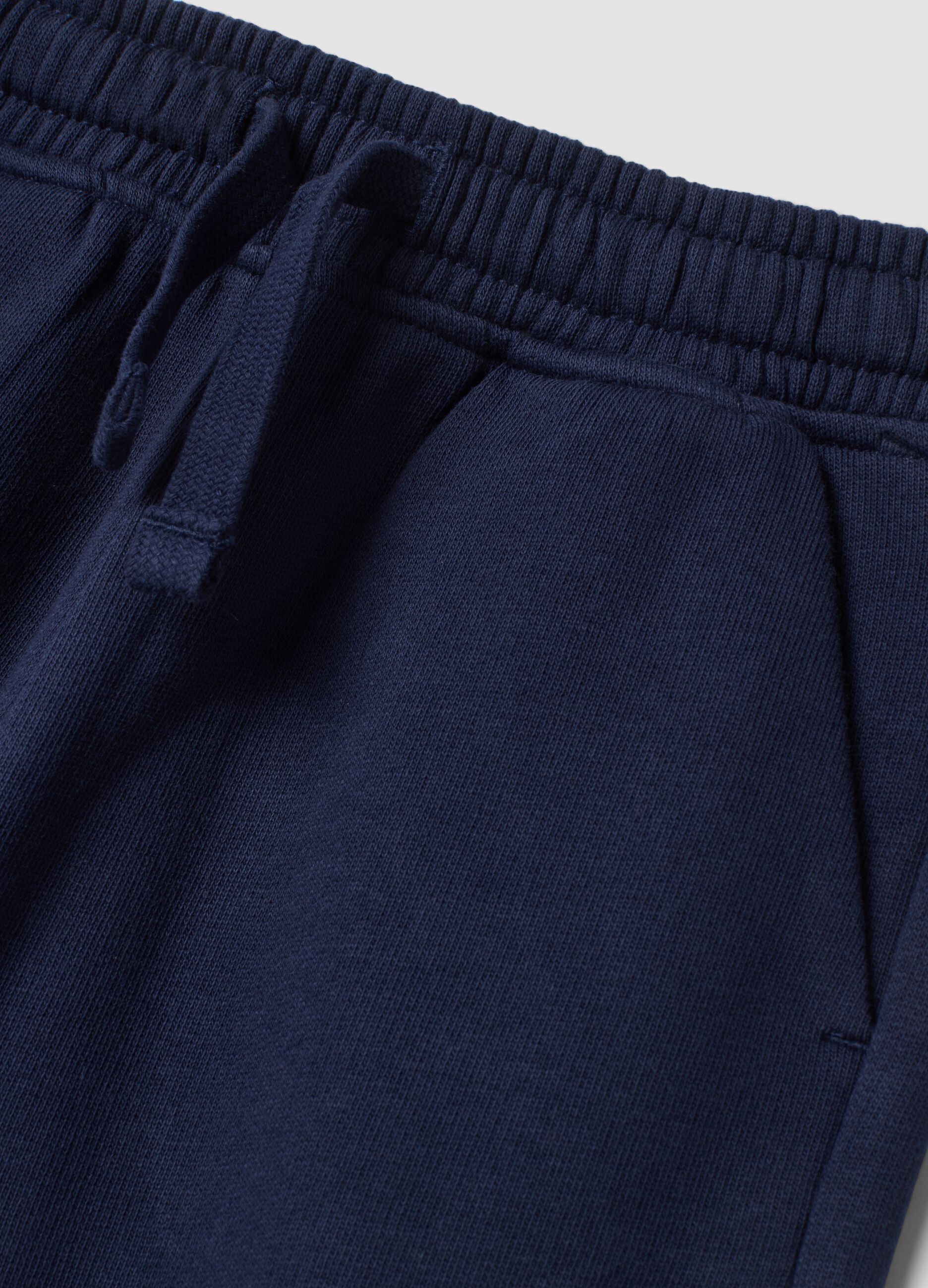 Blue cotton and viscose blend jogger trousers