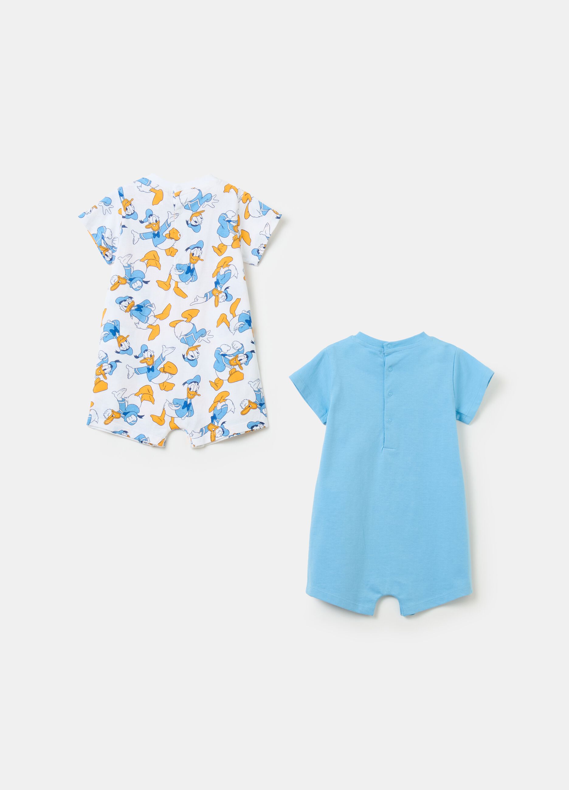 Two-pack Donald Duck 90 romper suits in organic cotton