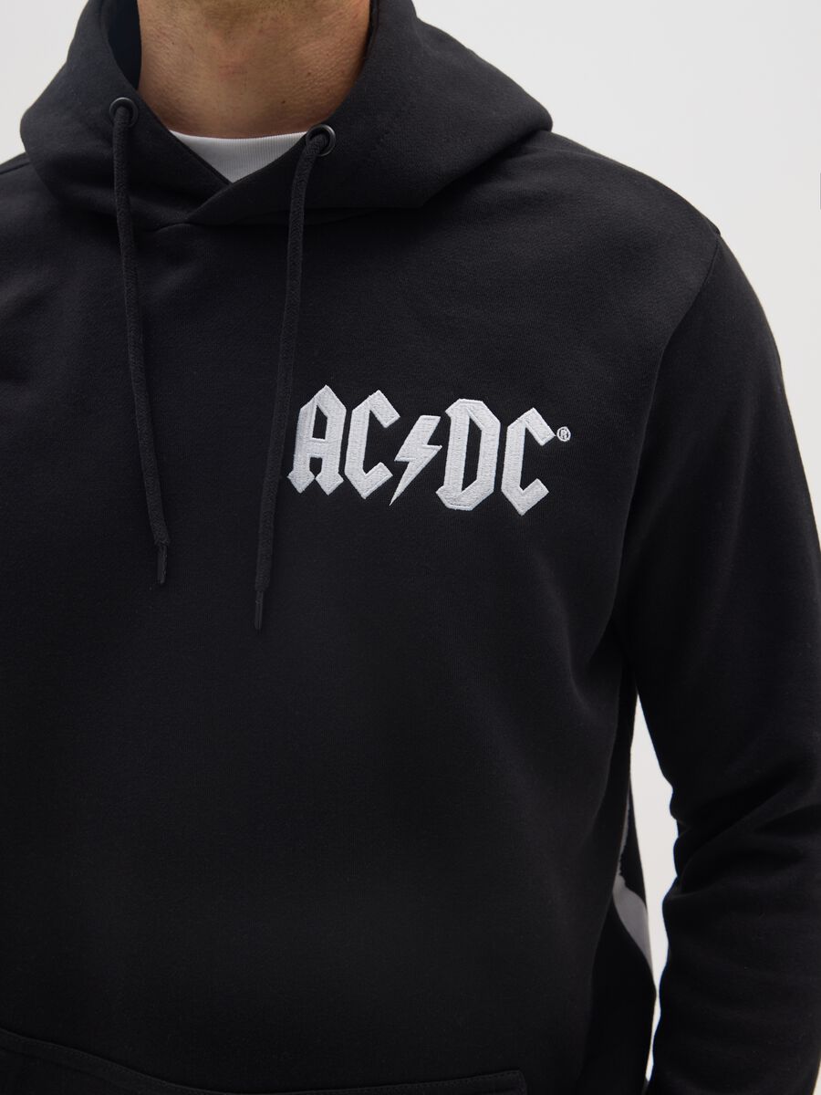 Felpa in misto cotone nera con cappuccio con stampa AC/DC_3