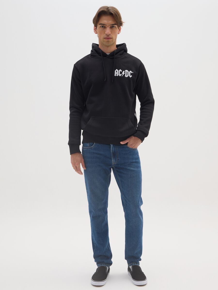 Felpa in misto cotone nera con cappuccio con stampa AC/DC_1