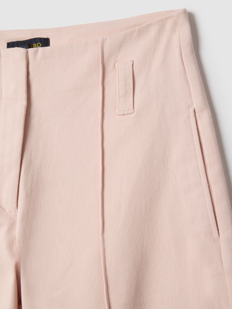 Straight Pink Trousers in Twill and Stretch Cotton_1