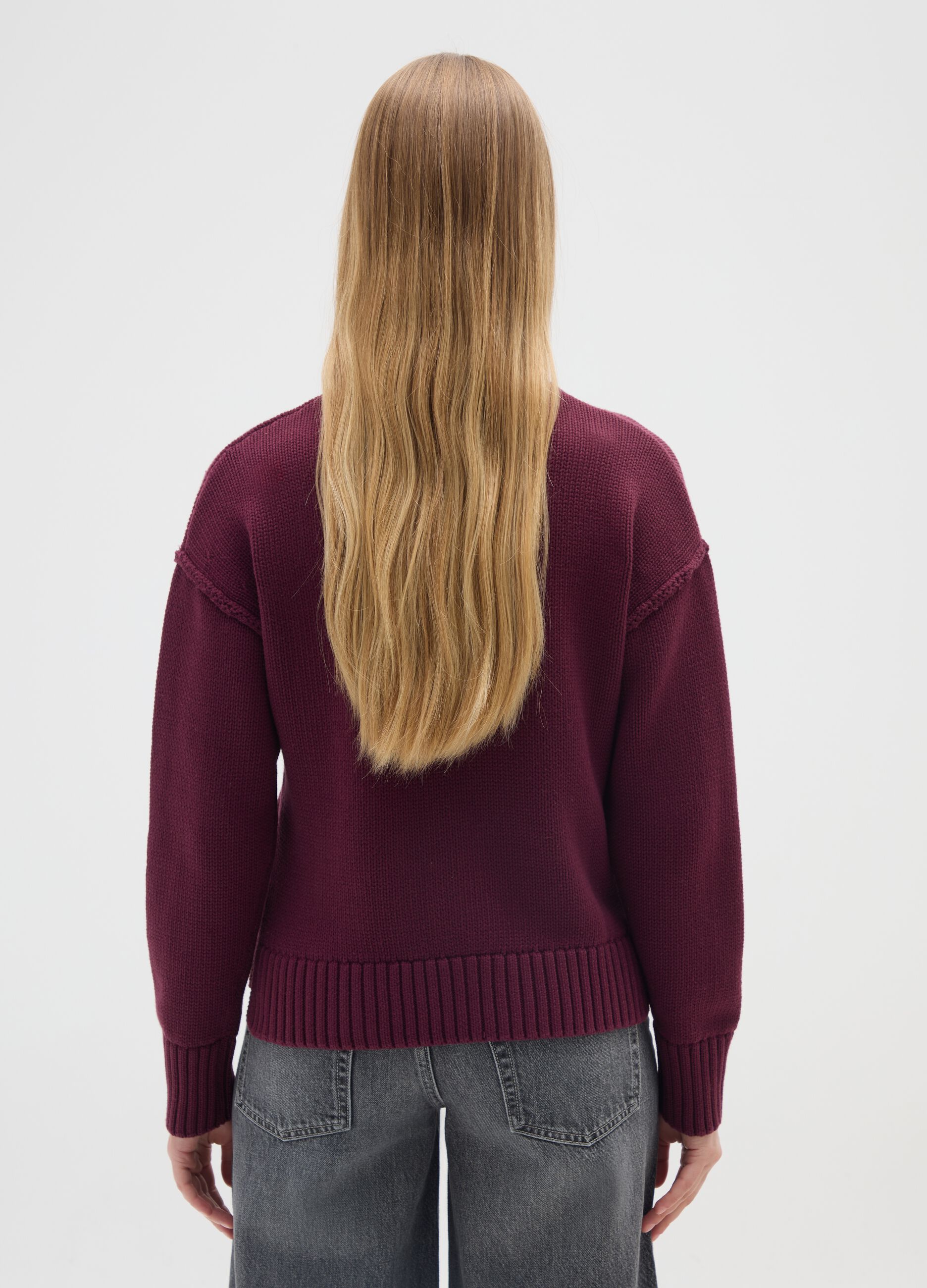 Purple Cotton Turtleneck Sweater