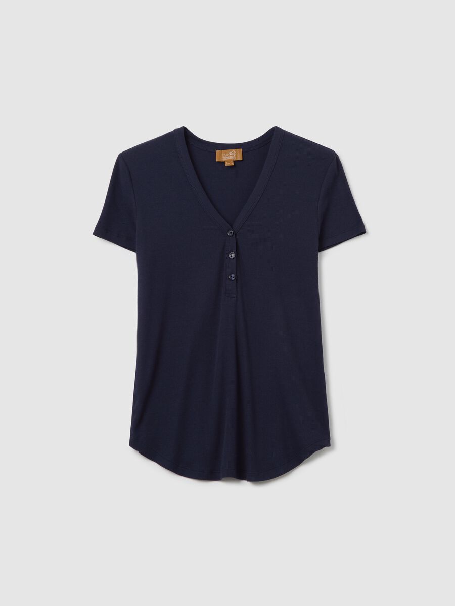 Ribbed maternity T-shirt with granddad neckline_4