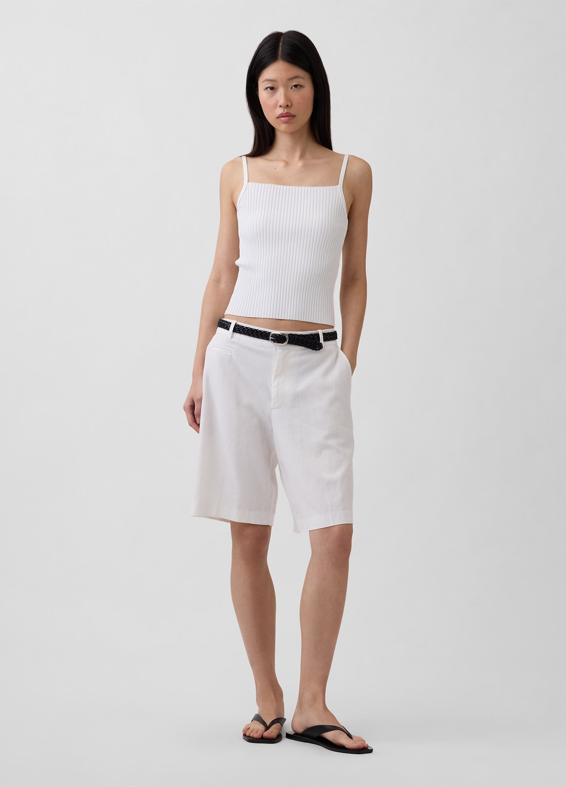 Linen and viscose blend shorts
