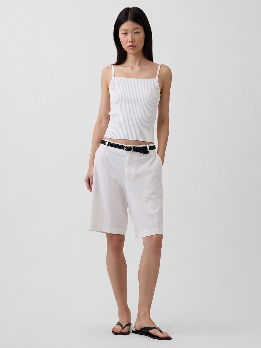 Shorts in misto lino e viscosa_0