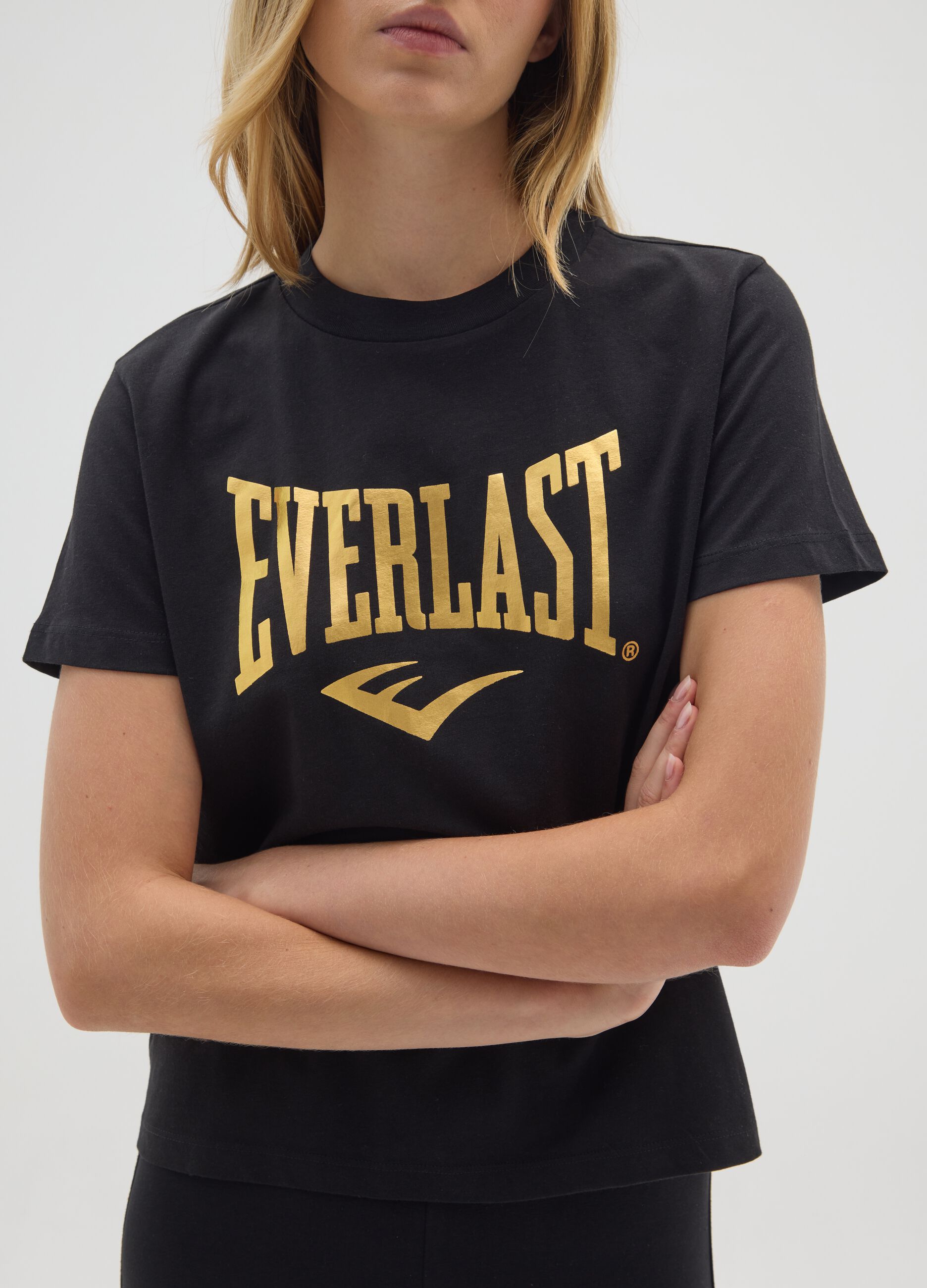 Black pure cotton regular fit Everlast T-shirt