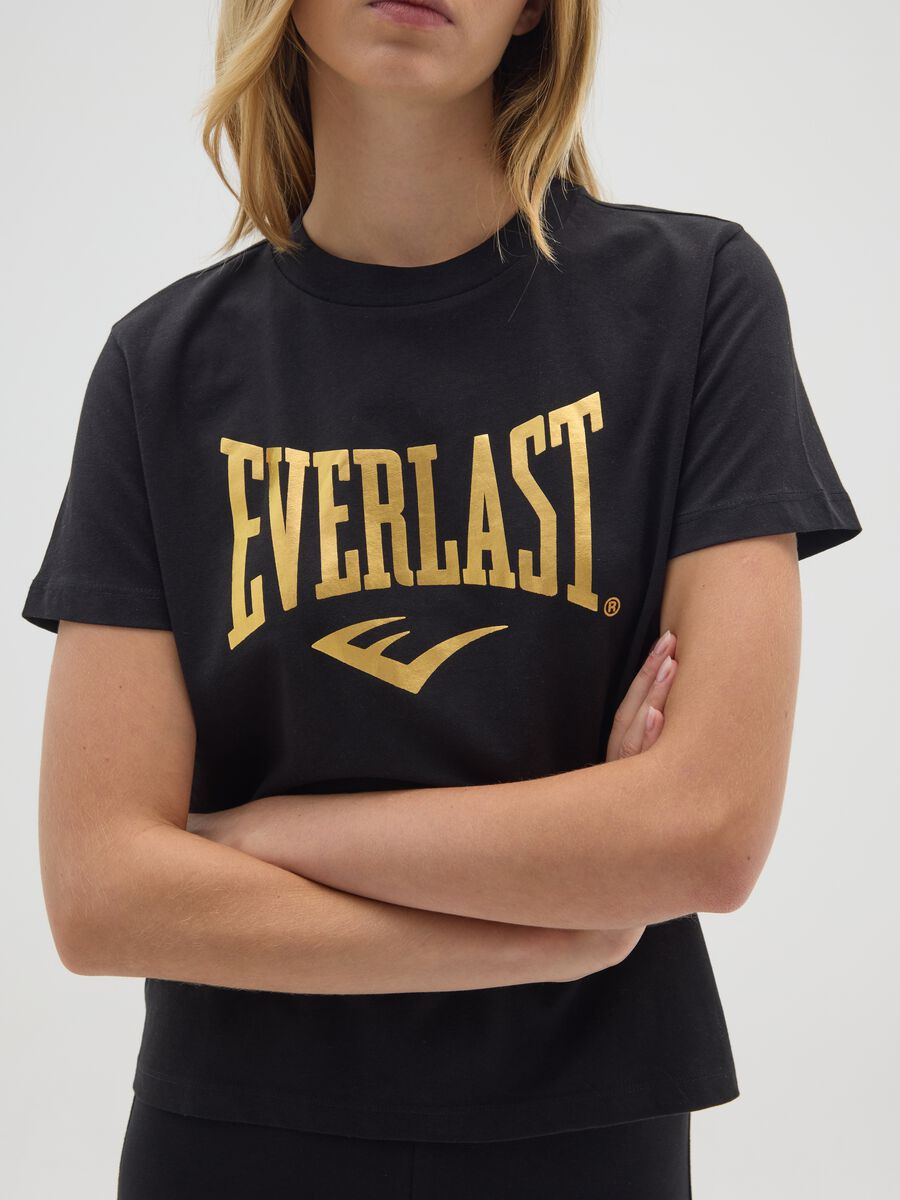 Black pure cotton regular fit Everlast T-shirt_3