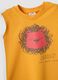 Completo giallo e marrone in puro cotone con top e shorts per bimbo regular fit_3