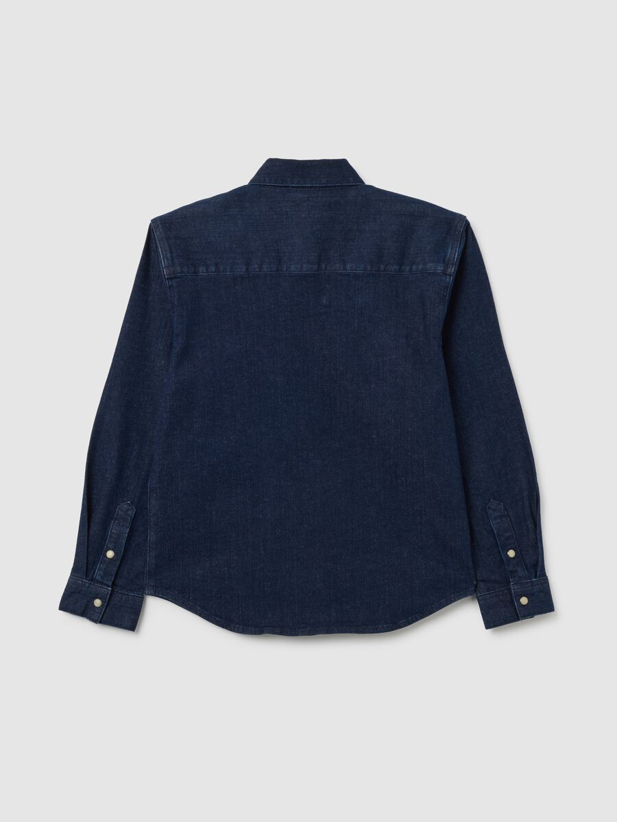 Boys' Blue Denim Shirt Regular Fit_4