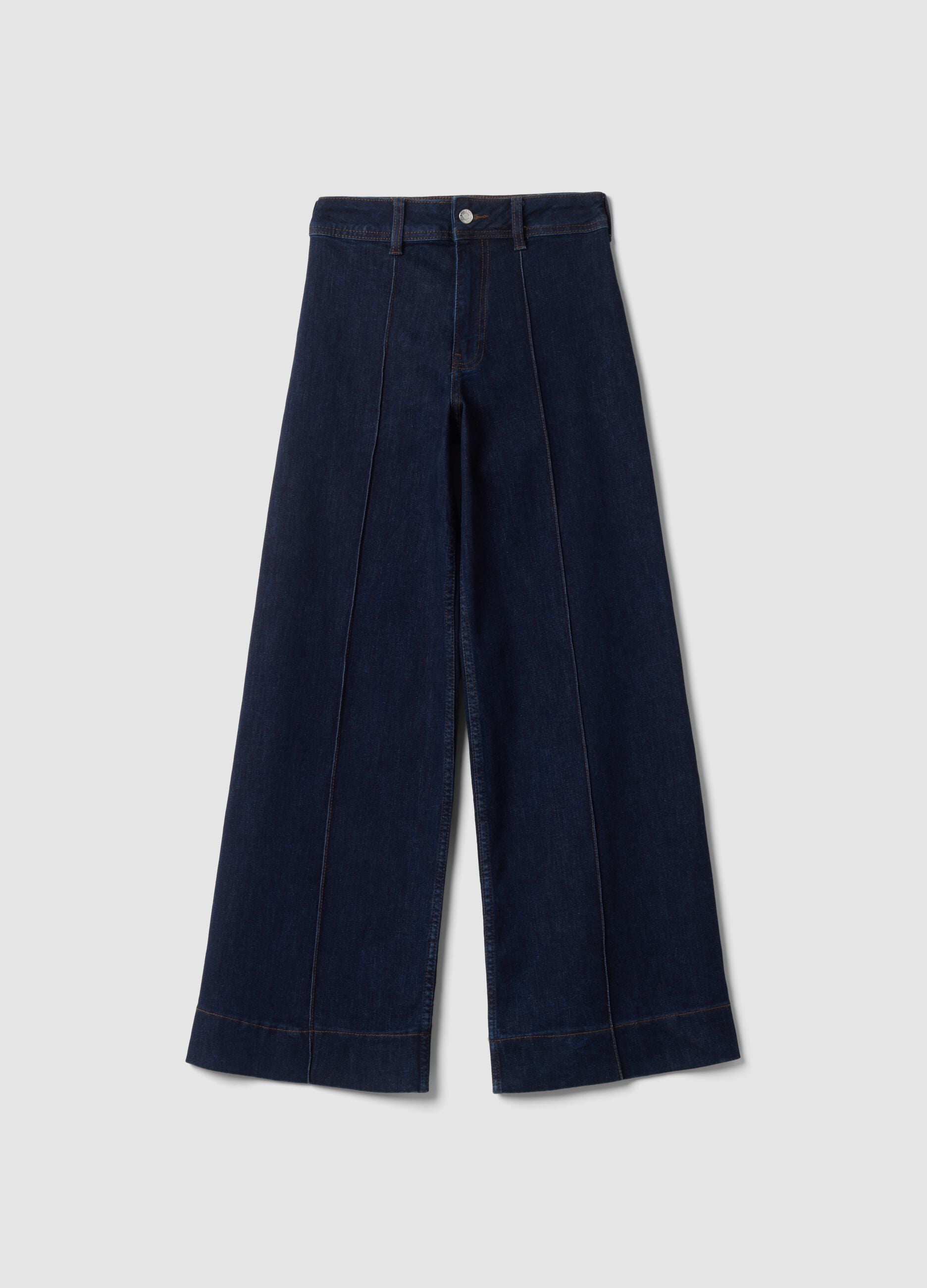 Jeans blu scuro wide leg in cotone elasticizzato