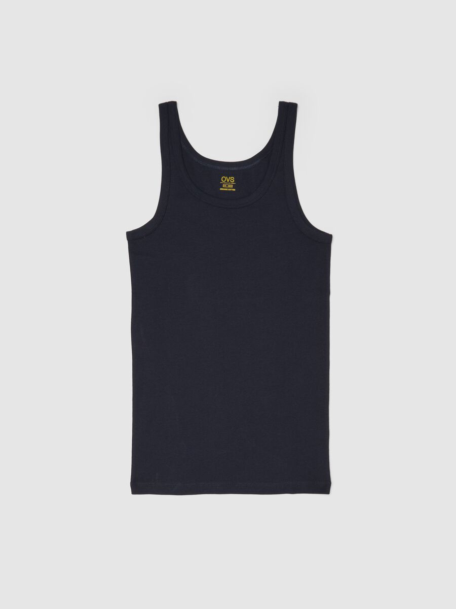 Blue pure cotton tank top regular fit_4