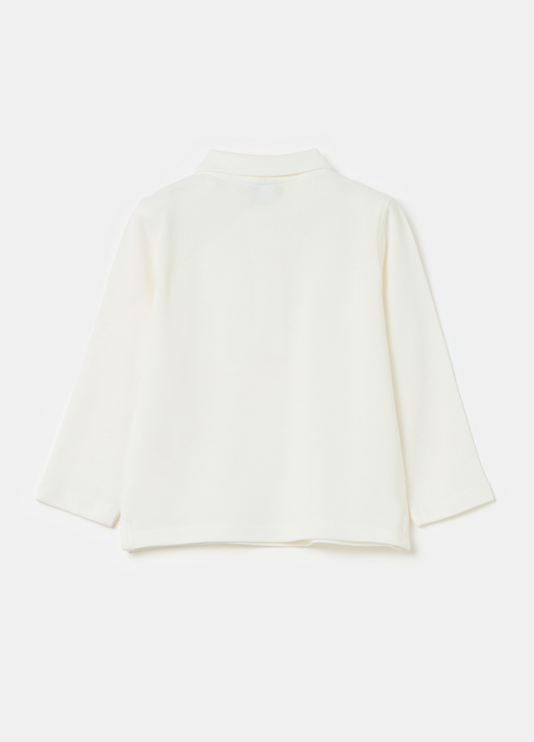 Cotton polo shirt with long sleeves