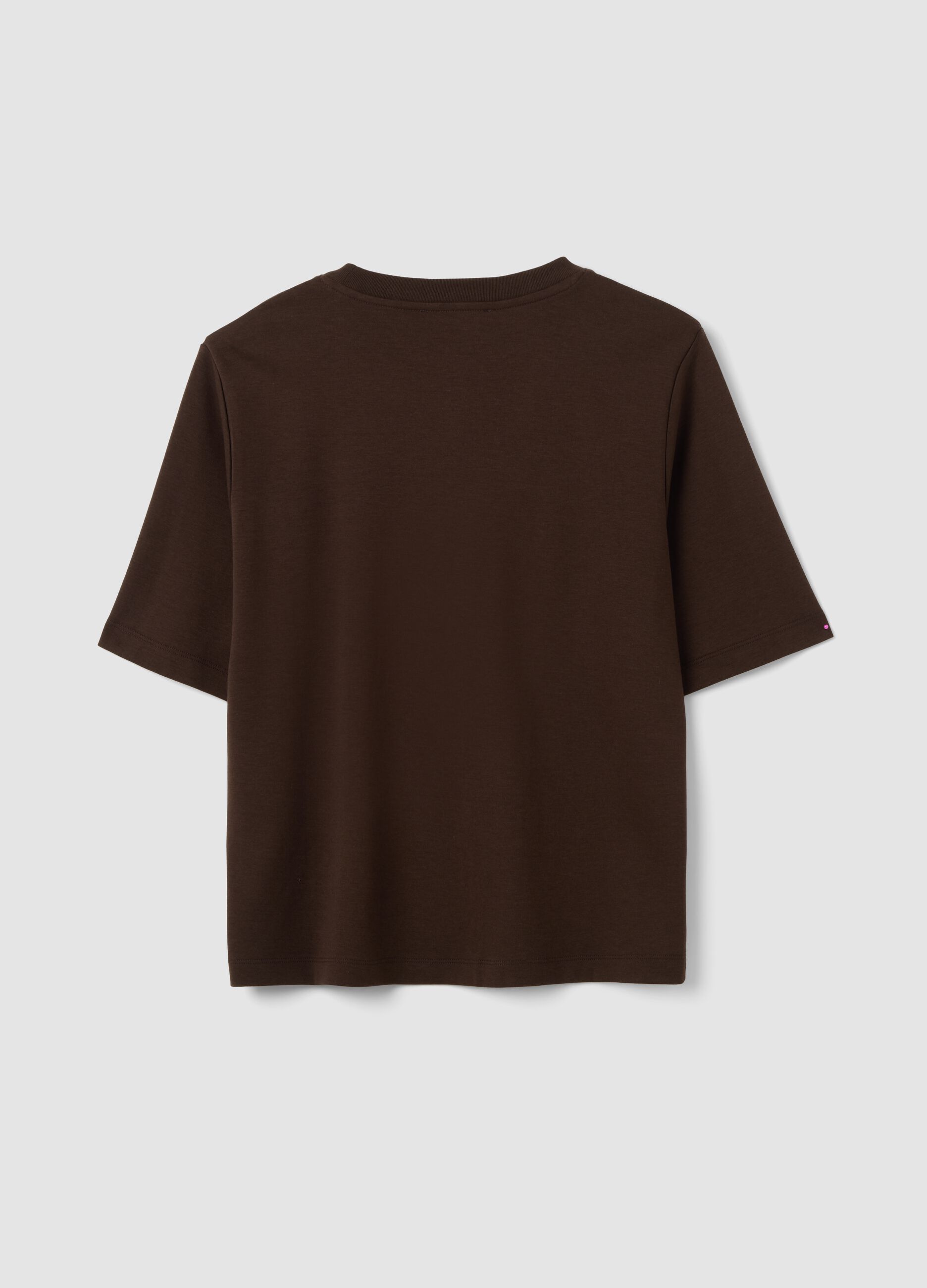 Brown boxy-fit T-shirt in a cotton&ndash;viscose blend