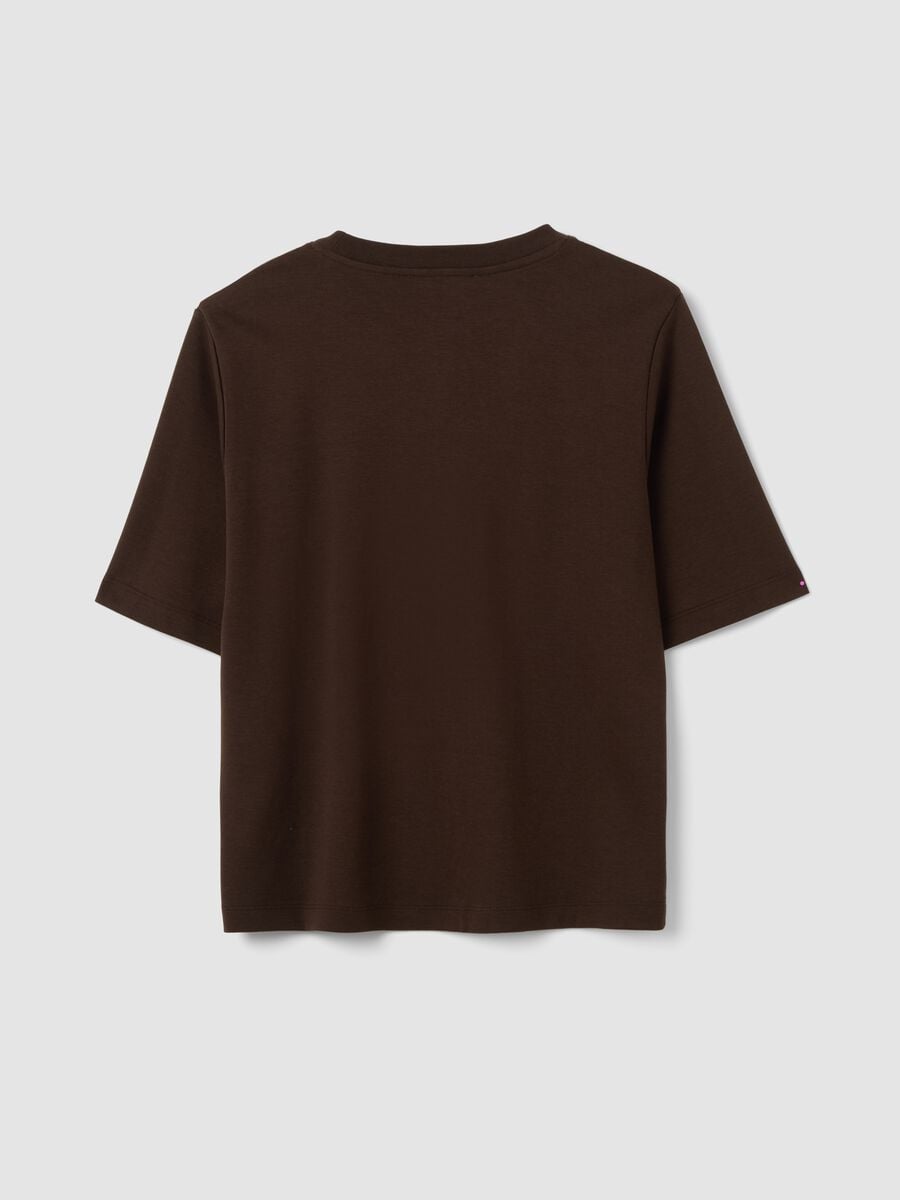 Brown boxy-fit T-shirt in a cotton&ndash;viscose blend_1